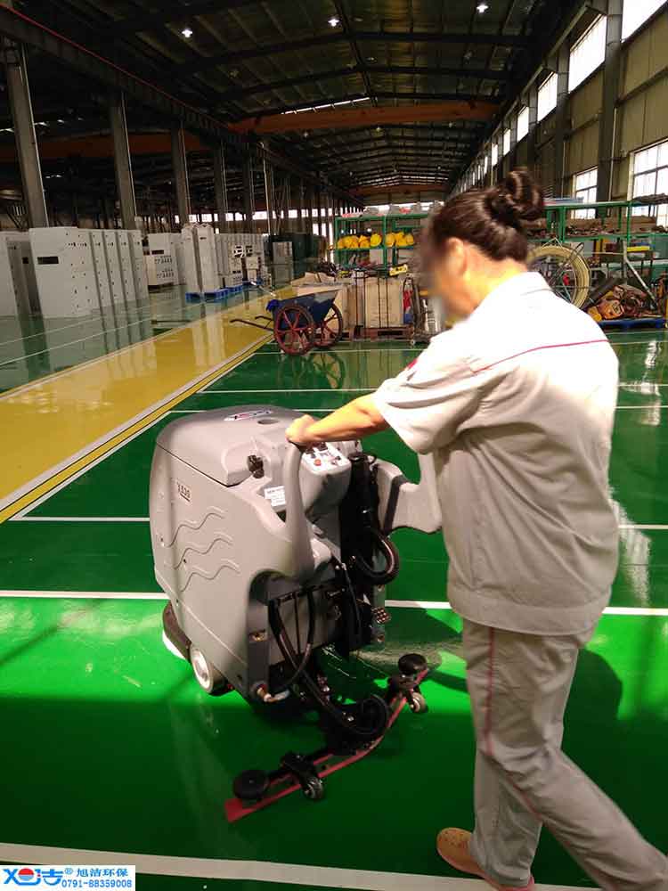 旭潔手推式多功能全自動洗地機，工廠生產倉庫工業洗地機